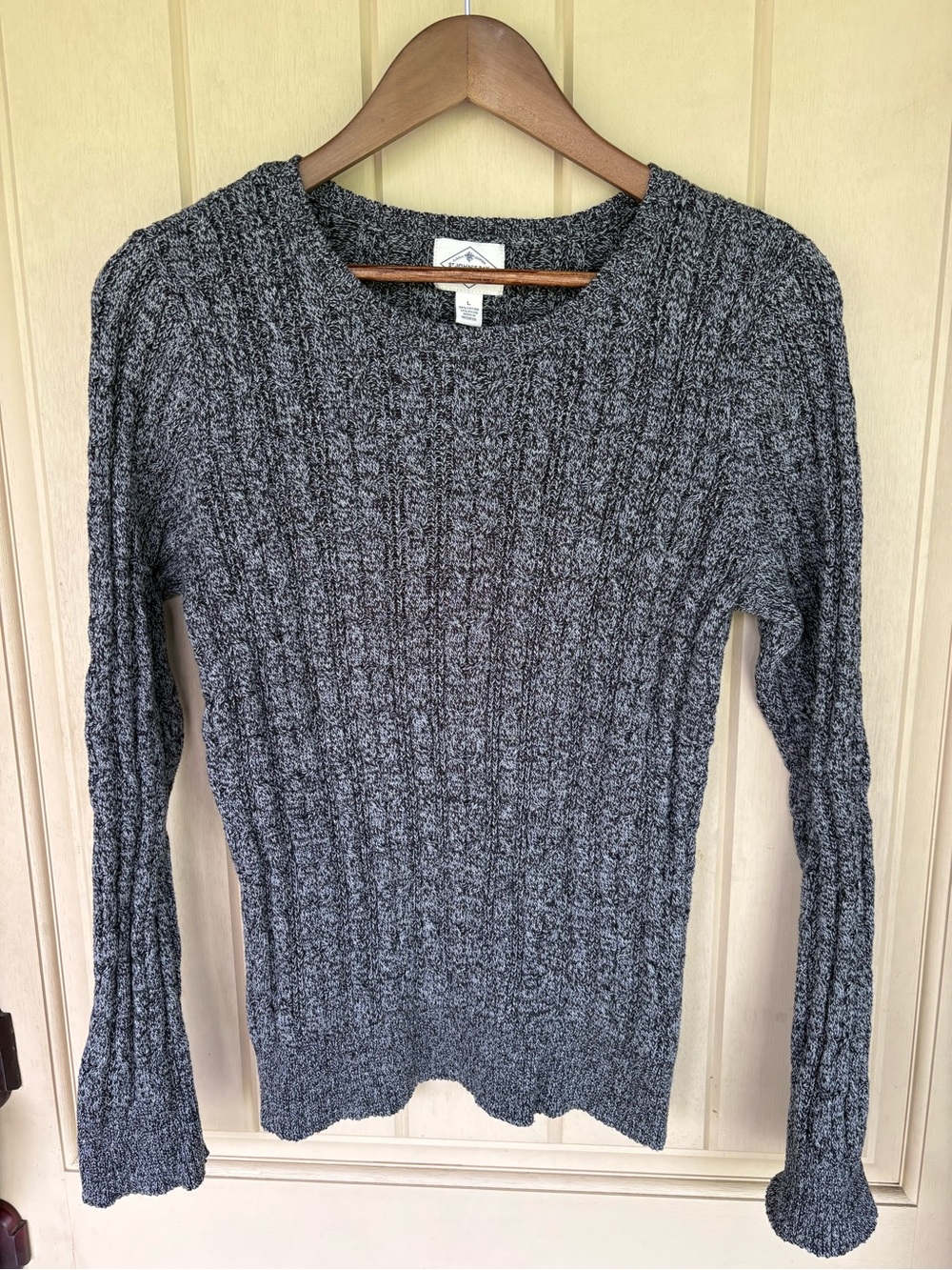 St. John's Bay Women's Charcoal Cable Crew Neck Sweater